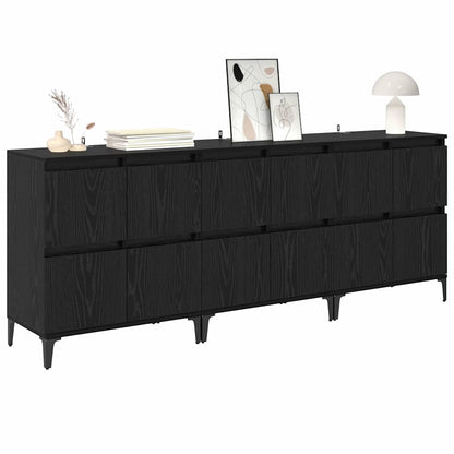 vidaXL Ensembles de 3 buffets Noir aspect chêne 60 x 35 x 70 cm