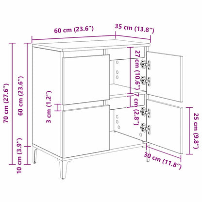 vidaXL Ensembles de 3 buffets Noir aspect chêne 60 x 35 x 70 cm