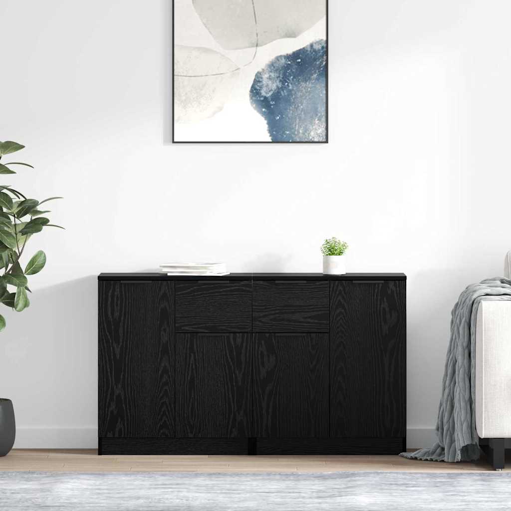 vidaXL Commodes 2 pcs Noir aspect chêne 60 x 30 x 70 cm