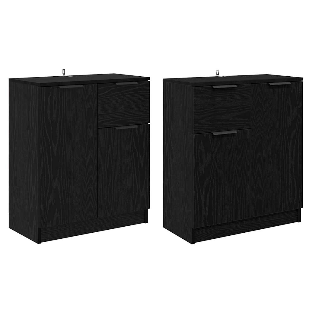 vidaXL Commodes 2 pcs Noir aspect chêne 60 x 30 x 70 cm