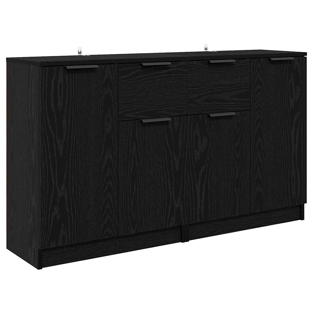 vidaXL Commodes 2 pcs Noir aspect chêne 60 x 30 x 70 cm
