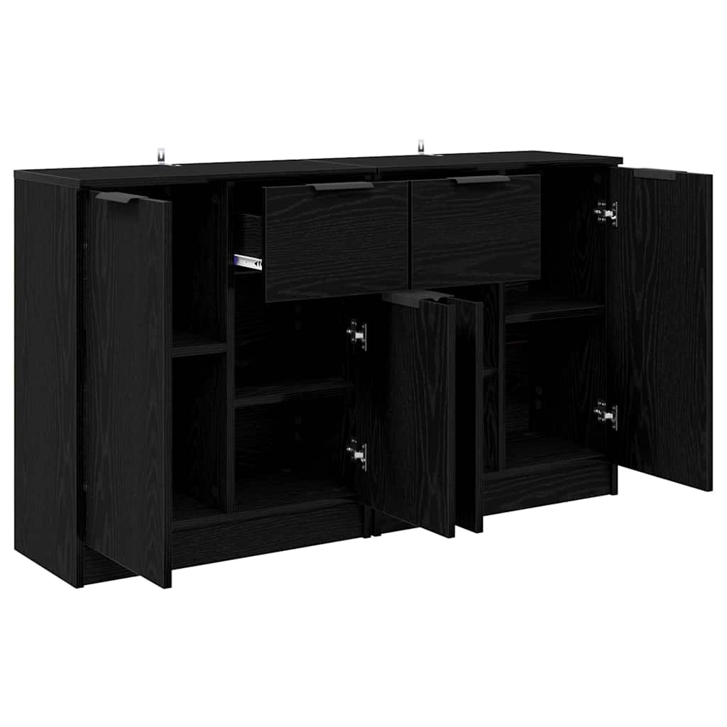 vidaXL Commodes 2 pcs Noir aspect chêne 60 x 30 x 70 cm