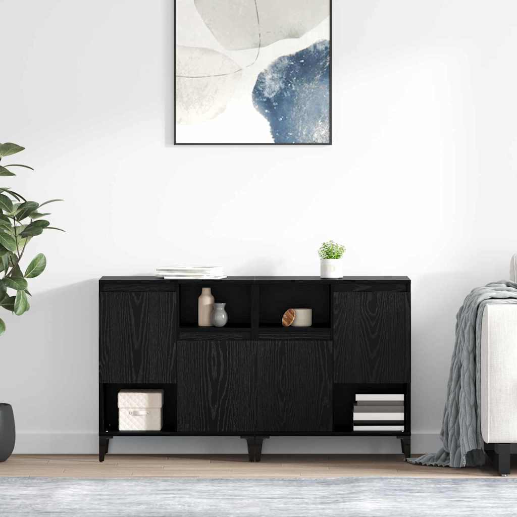 vidaXL Commodes 2 pcs Noir aspect chêne 60 x 35 x 70 cm