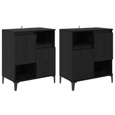 vidaXL Commodes 2 pcs Noir aspect chêne 60 x 35 x 70 cm