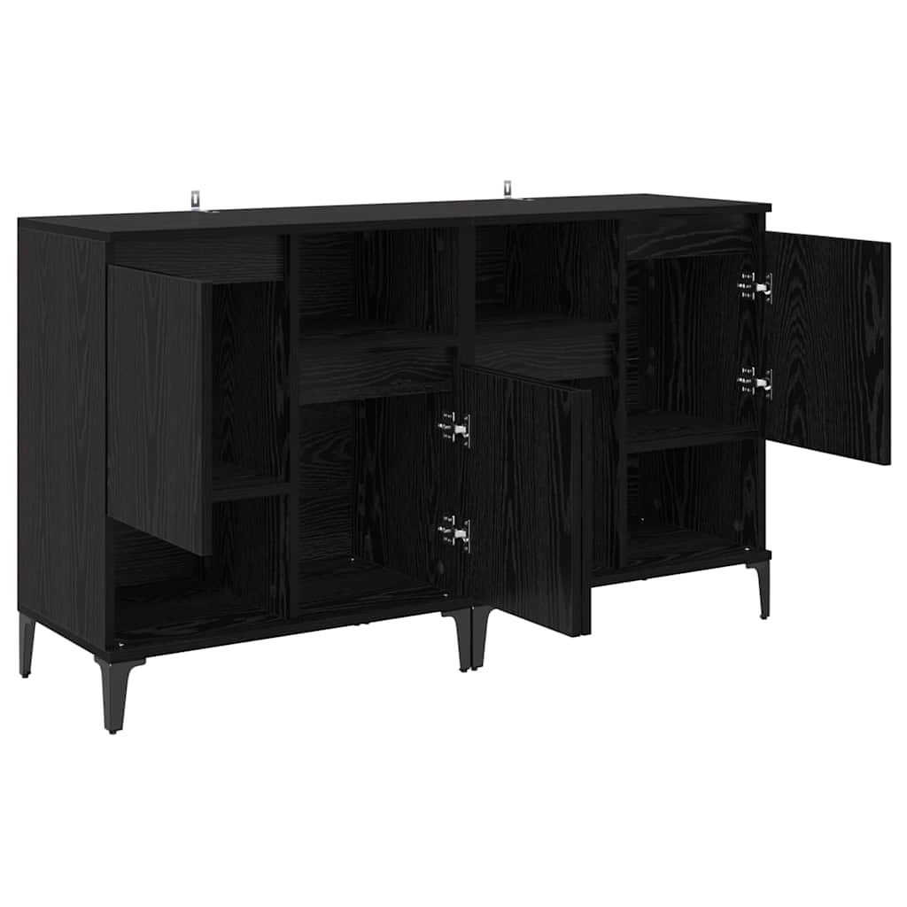 vidaXL Commodes 2 pcs Noir aspect chêne 60 x 35 x 70 cm