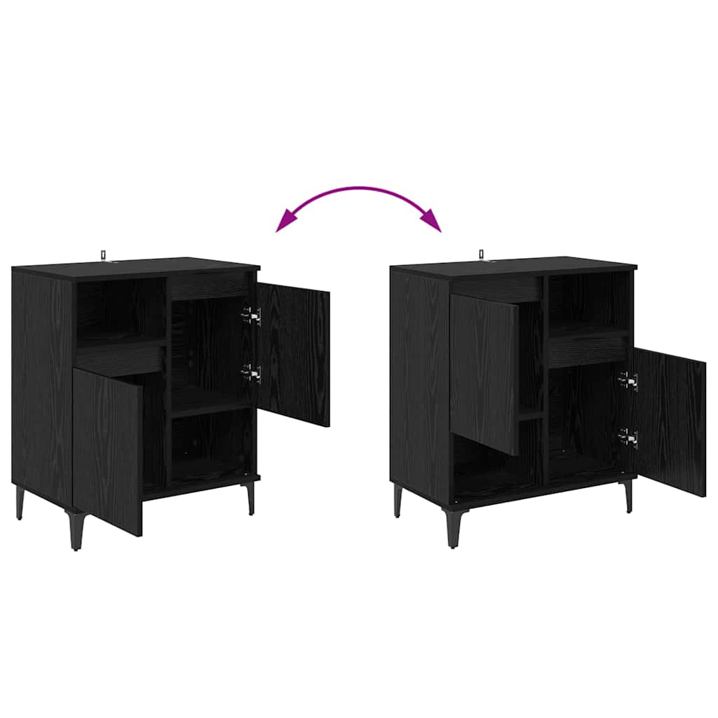vidaXL Commodes 2 pcs Noir aspect chêne 60 x 35 x 70 cm