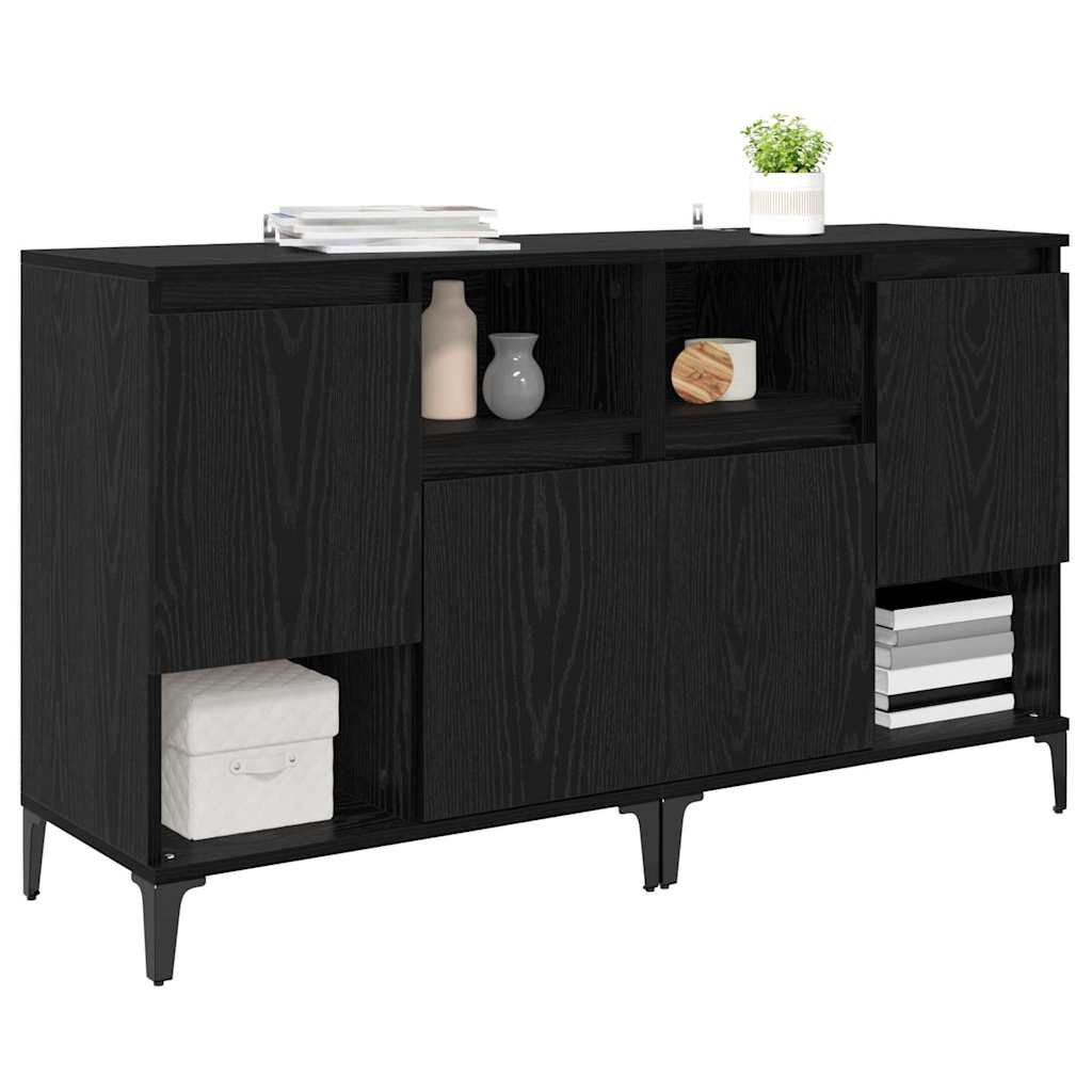 vidaXL Commodes 2 pcs Noir aspect chêne 60 x 35 x 70 cm