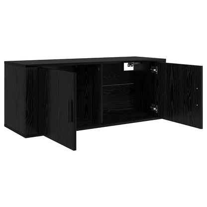 vidaXL Meuble TV mural fixé au mur 3 pcs noir aspect chêne