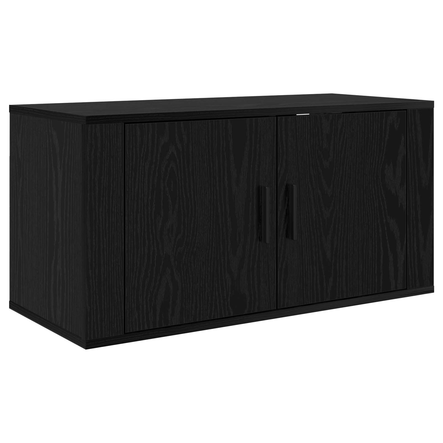 vidaXL Meuble TV mural 2 pcs Montage mural Noir Aspect chêne