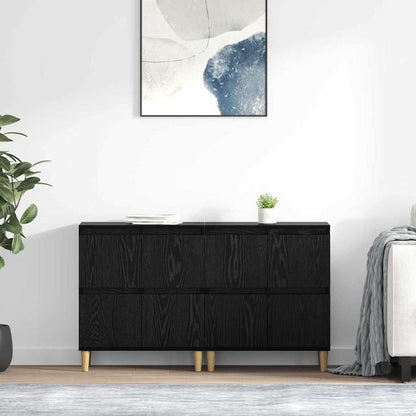 vidaXL Buffets 2 pcs Noir aspect chêne 60 x 35 x 70 cm