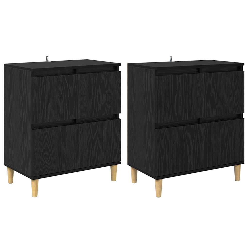 vidaXL Buffets 2 pcs Noir aspect chêne 60 x 35 x 70 cm