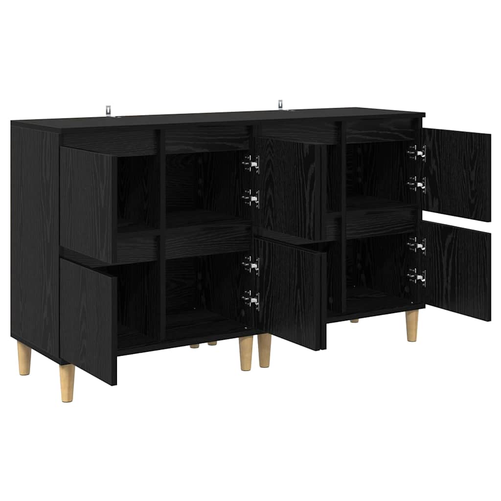 vidaXL Buffets 2 pcs Noir aspect chêne 60 x 35 x 70 cm