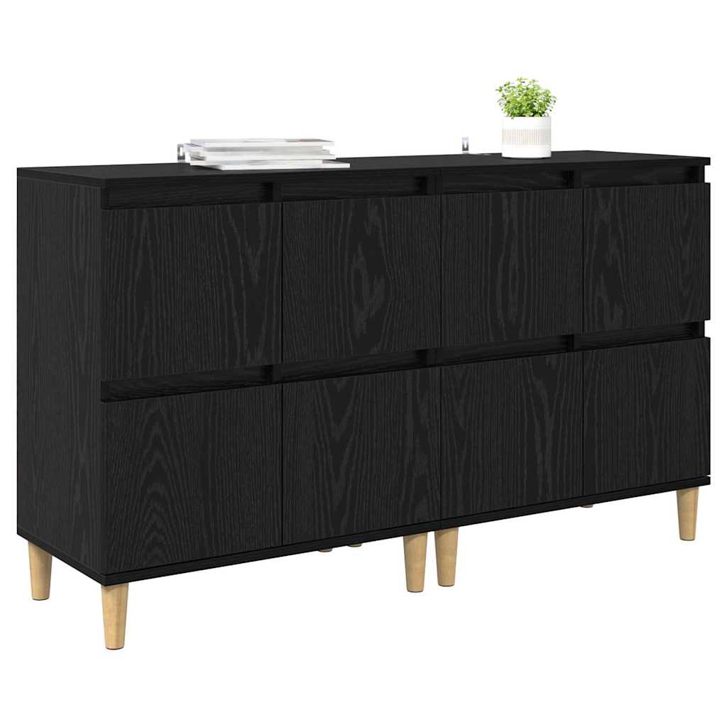 vidaXL Buffets 2 pcs Noir aspect chêne 60 x 35 x 70 cm