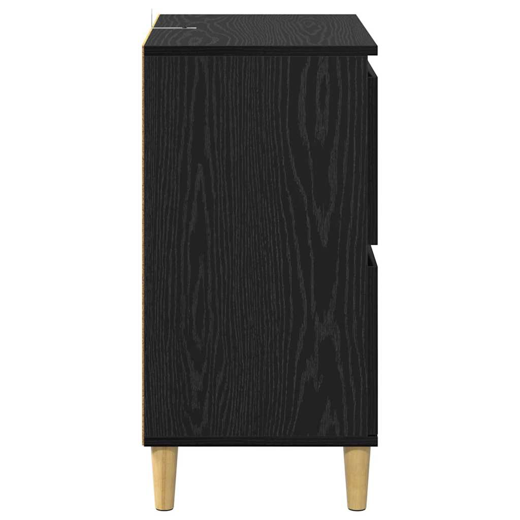 vidaXL Buffets 2 pcs Noir aspect chêne 60 x 35 x 70 cm
