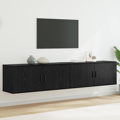 vidaXL Wand-TV-Schrank Set Wandmontiert 2 pcs Schwarz Eichen-Optik