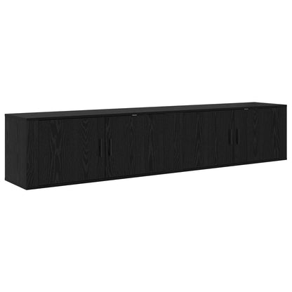 vidaXL Wand-TV-Schrank Set Wandmontiert 2 pcs Schwarz Eichen-Optik