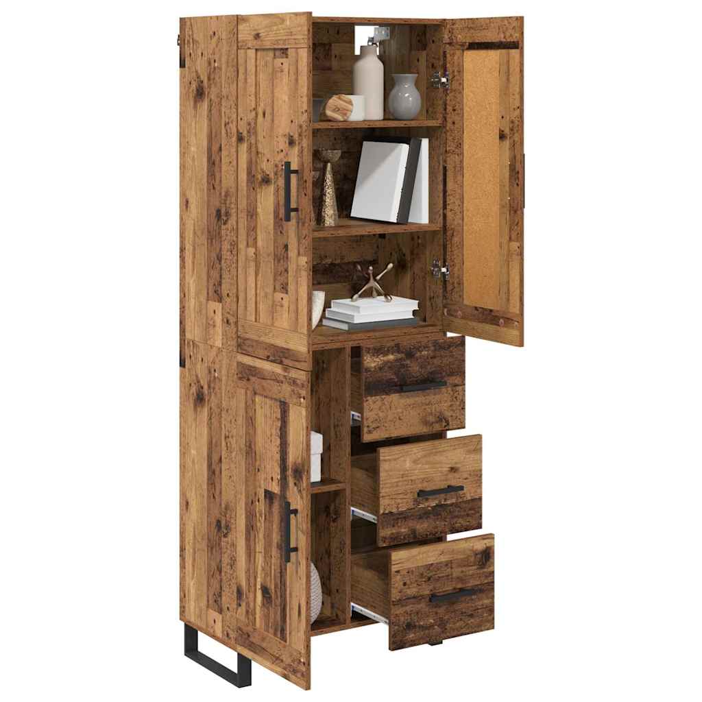 Highboard Altholz 69,5 x 34 x 180 cm Holzwerkstoff