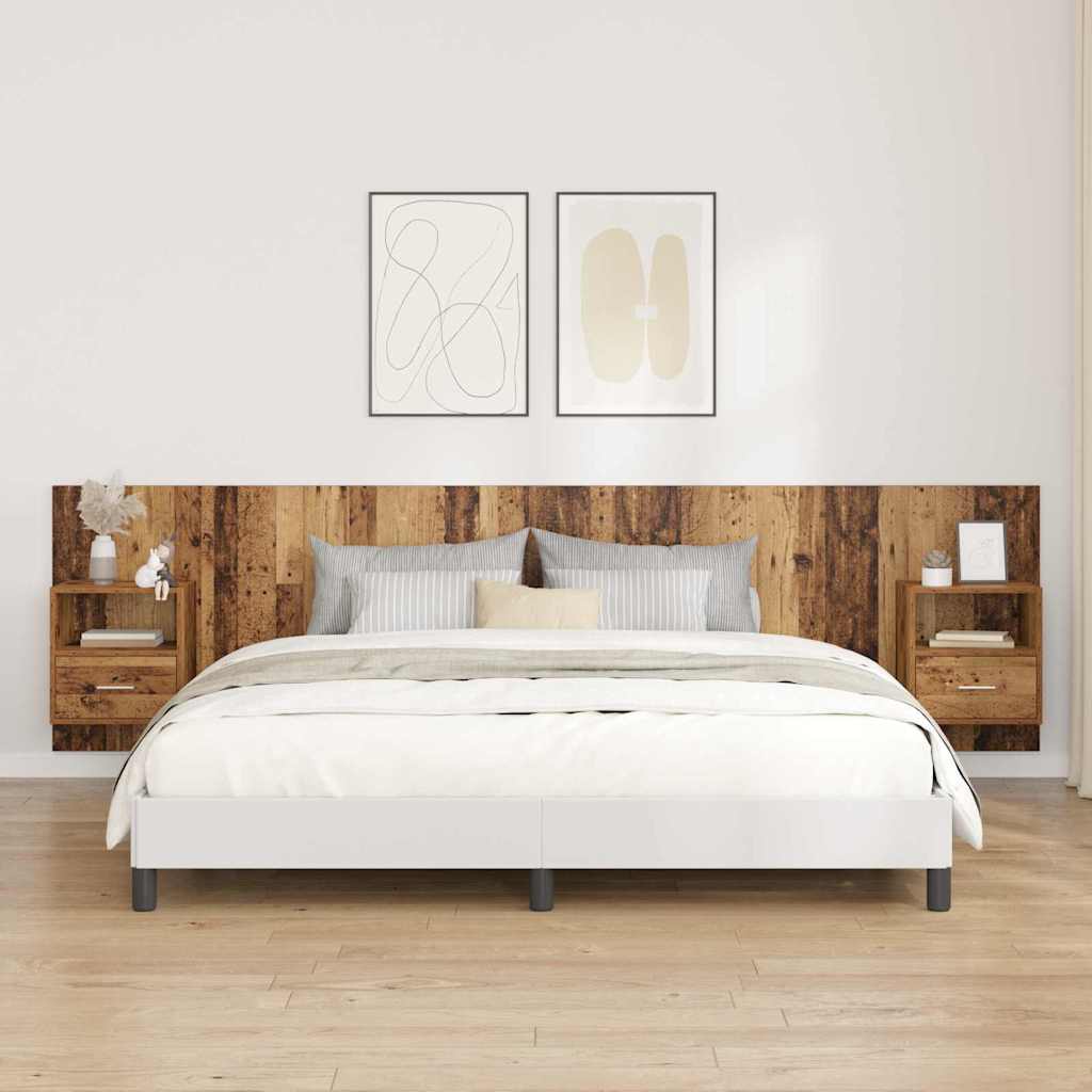 vidaXL Kopfteil mit Schrank mit Schubladen 3 pcs Altholz Holzwerkstoff