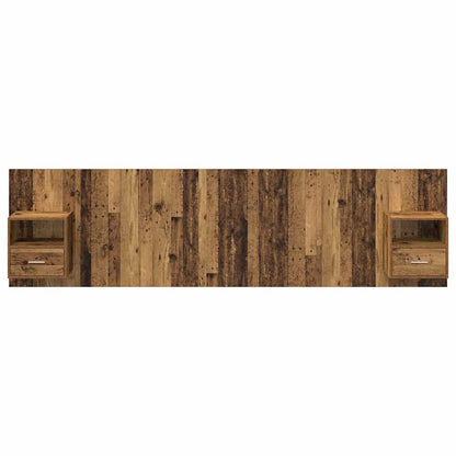 vidaXL Kopfteil mit Schrank mit Schubladen 3 pcs Altholz Holzwerkstoff