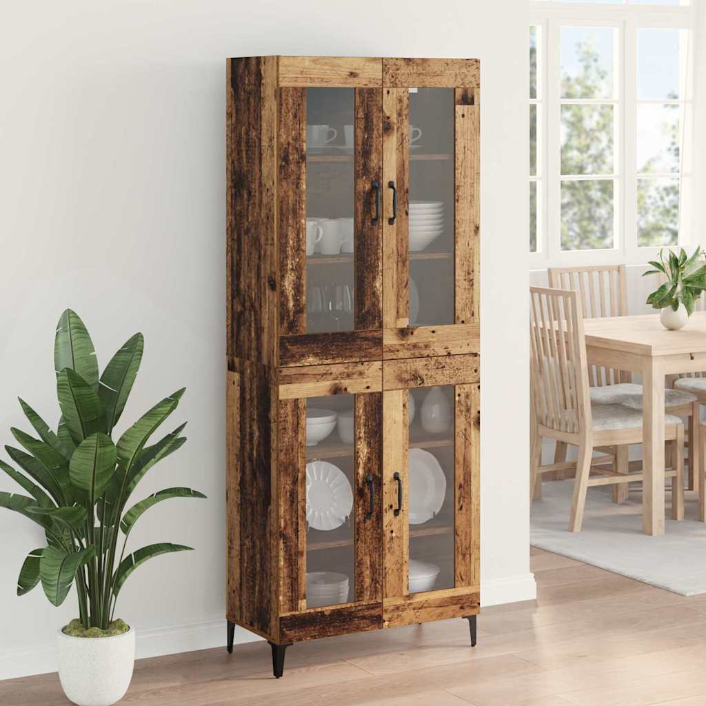 vidaXL Buffet haut mural en bois de récupération 69,5 x 34 x 180 cm en bois d'ingénierie