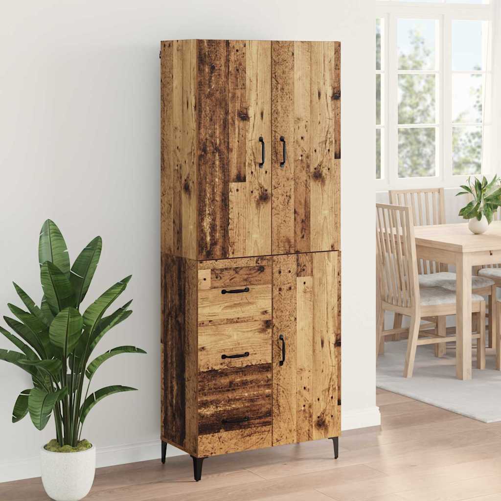 vidaXL Buffet haut mural en bois de récupération 69,5 x 34 x 180 cm, bois d'ingénierie