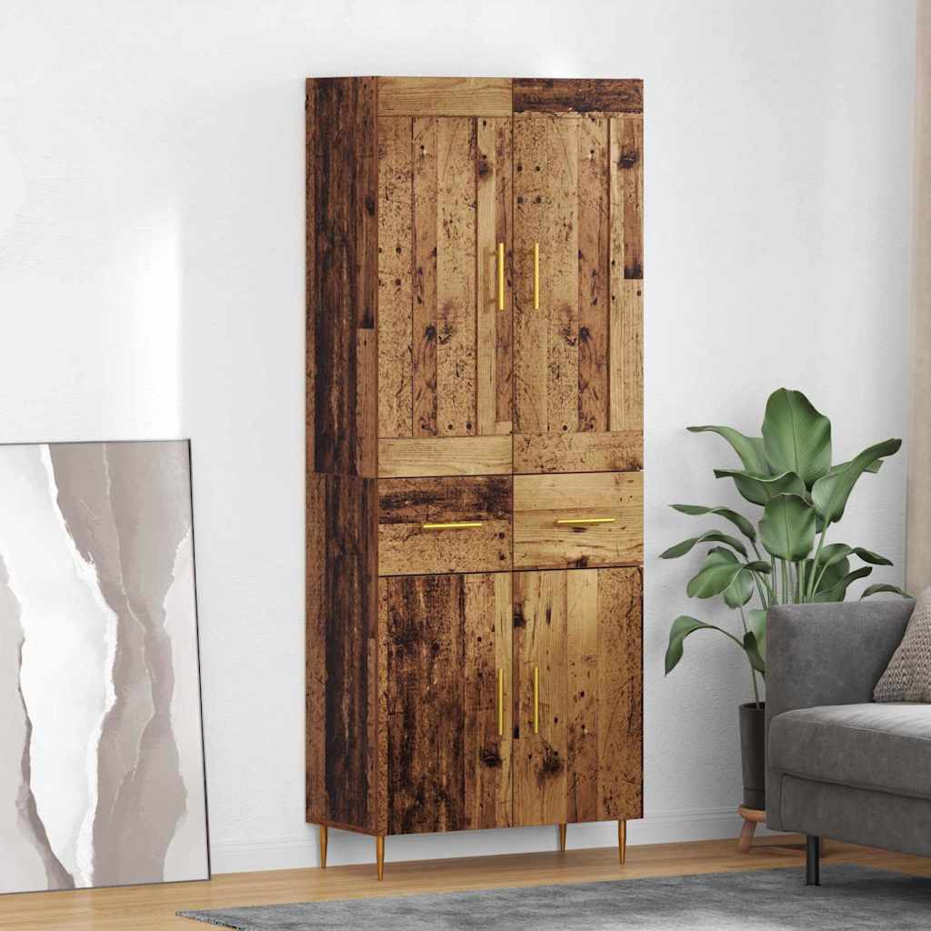Highboard Altholz 69,5 x 34 x 180 cm Holzwerkstoff
