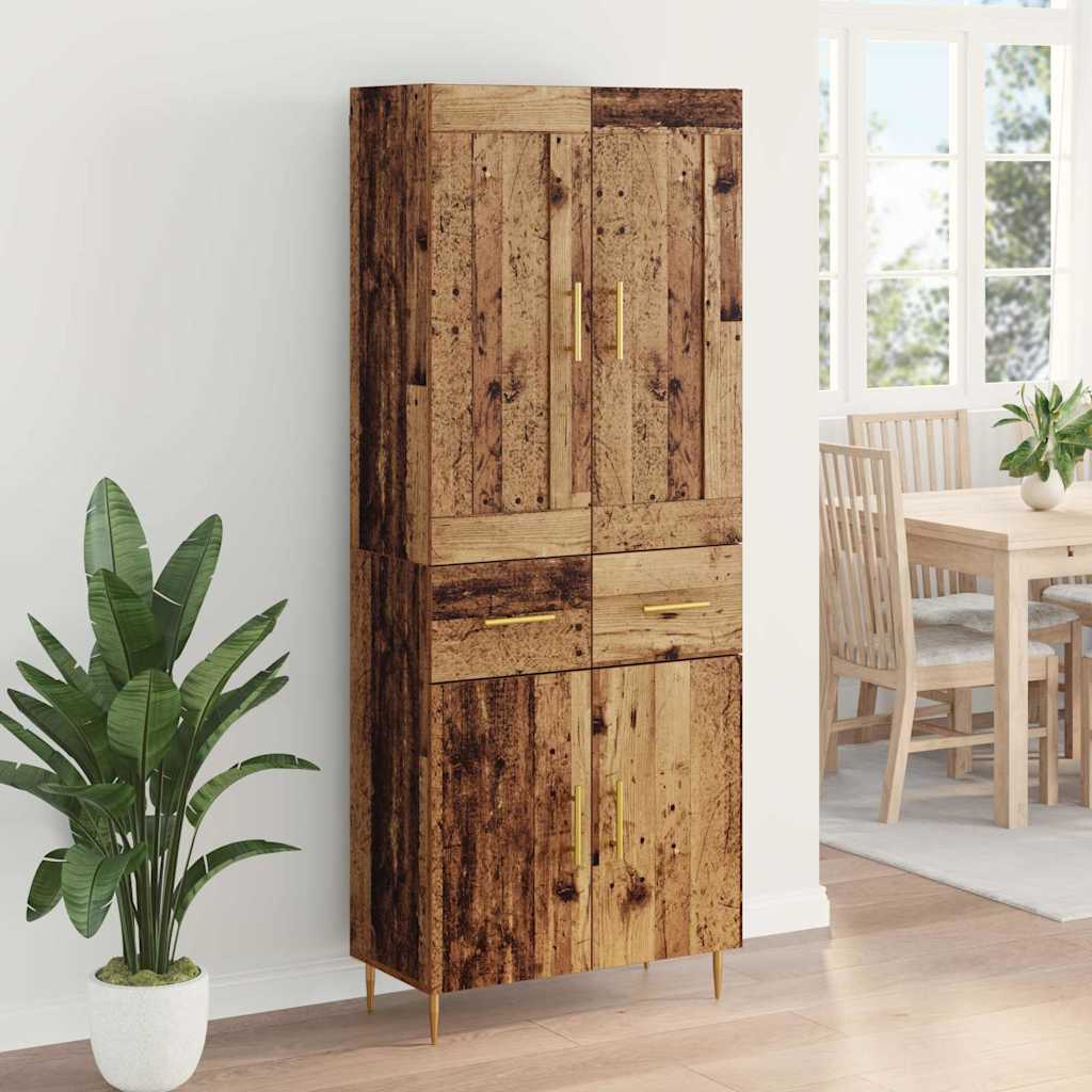 Highboard Altholz 69,5 x 34 x 180 cm Holzwerkstoff