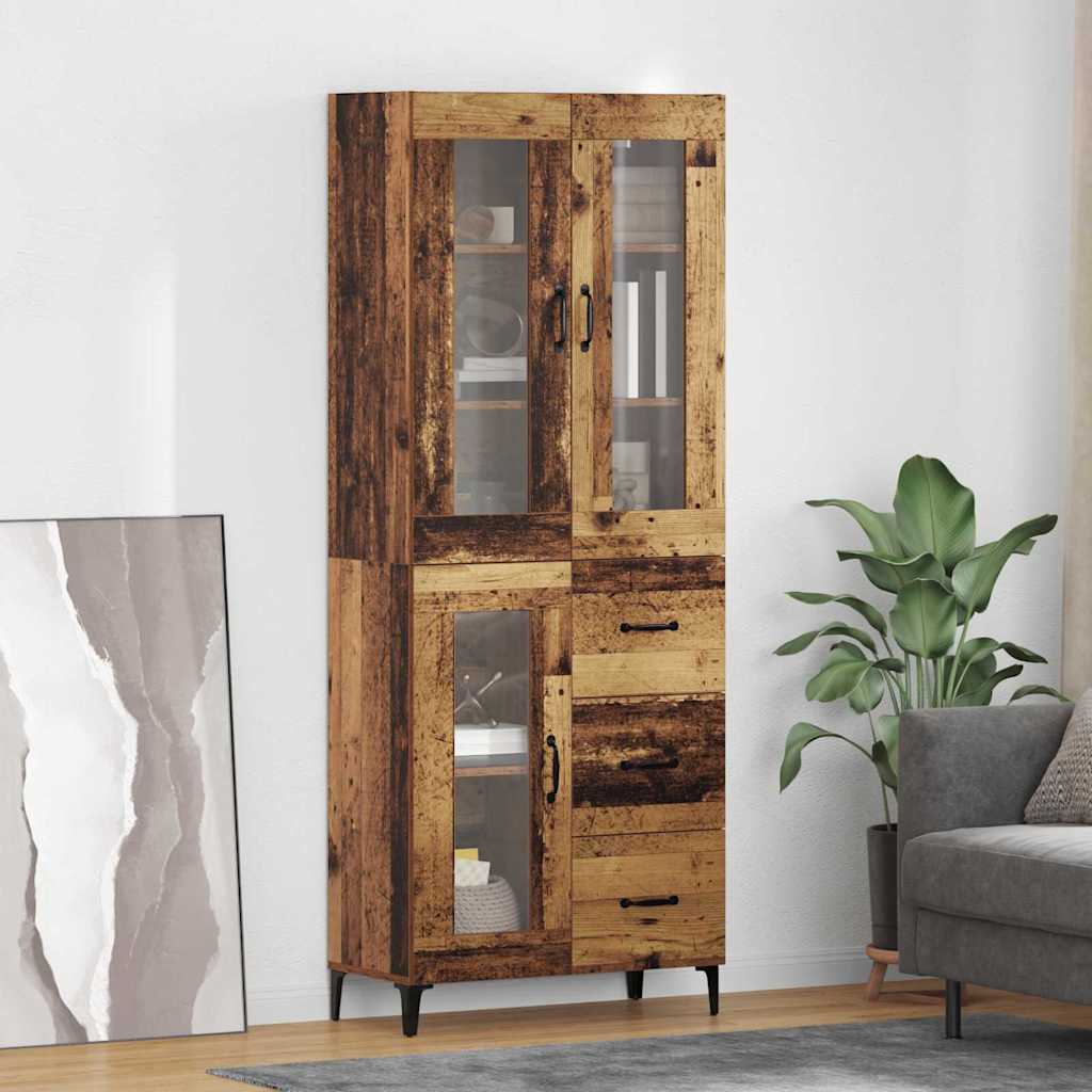 vidaXL Buffet haut mural en bois de récupération 69,5 x 34 x 180 cm, bois d'ingénierie