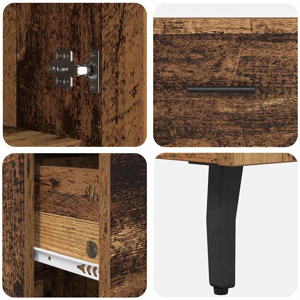 Highboard mit Schubladen 2 pcs Altholz Engineered Wood und Glas