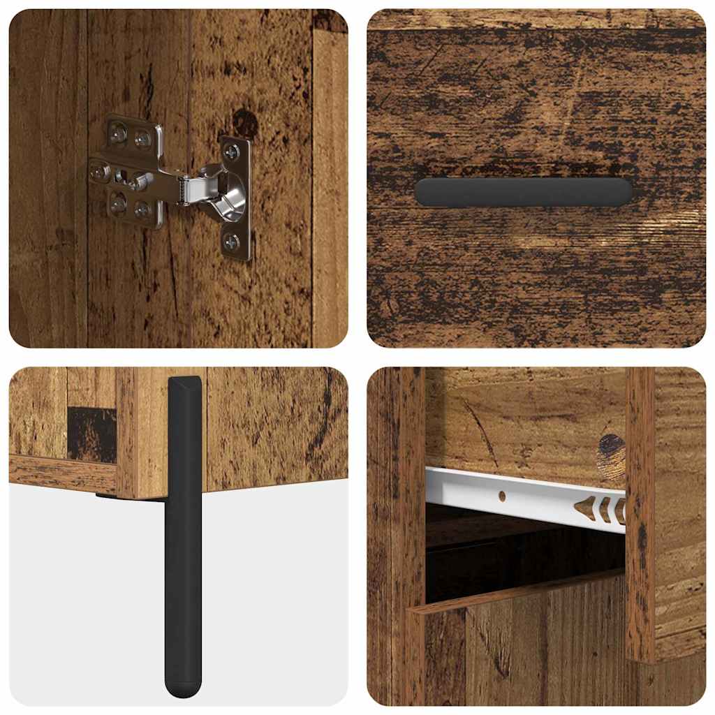 vidaXL Highboard Wandmontiert Altholz 69,5 x 34 x 180 cm Holzwerkstoff