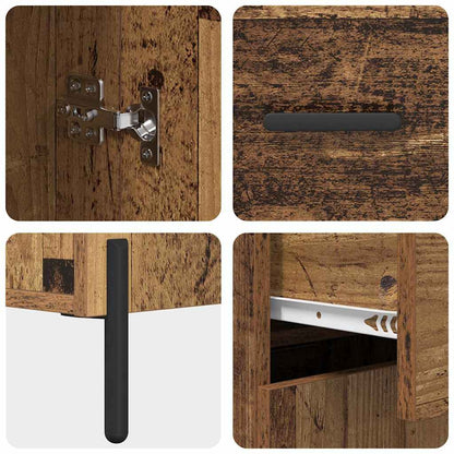 vidaXL Highboard Wandmontiert Altholz 69,5 x 34 x 180 cm Holzwerkstoff