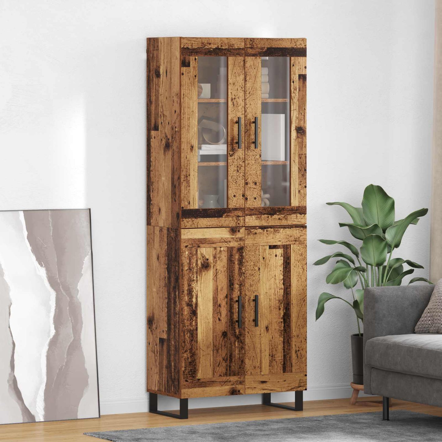 vidaXL Highboard 2 pcs Bois de récupération Bois d'ingénierie
