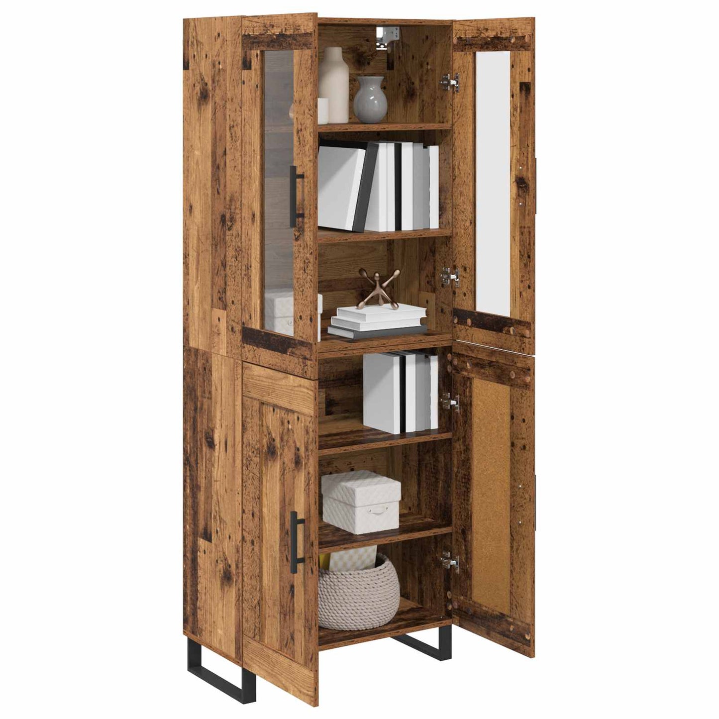 vidaXL Highboard 2 pcs Bois de récupération Bois d'ingénierie