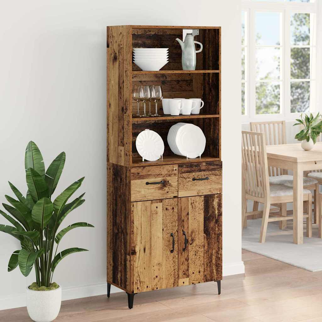 Highboard Altholz 69,5 x 34 x 180 cm Holzwerkstoff