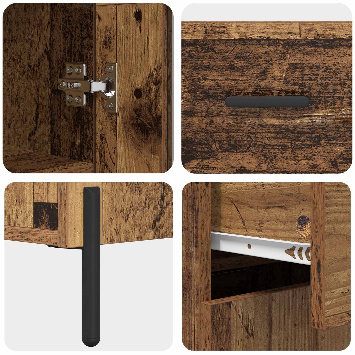 vidaXL Highboard Wandmontiert Altholz 69,5 x 34 x 180 cm Holzwerkstoff