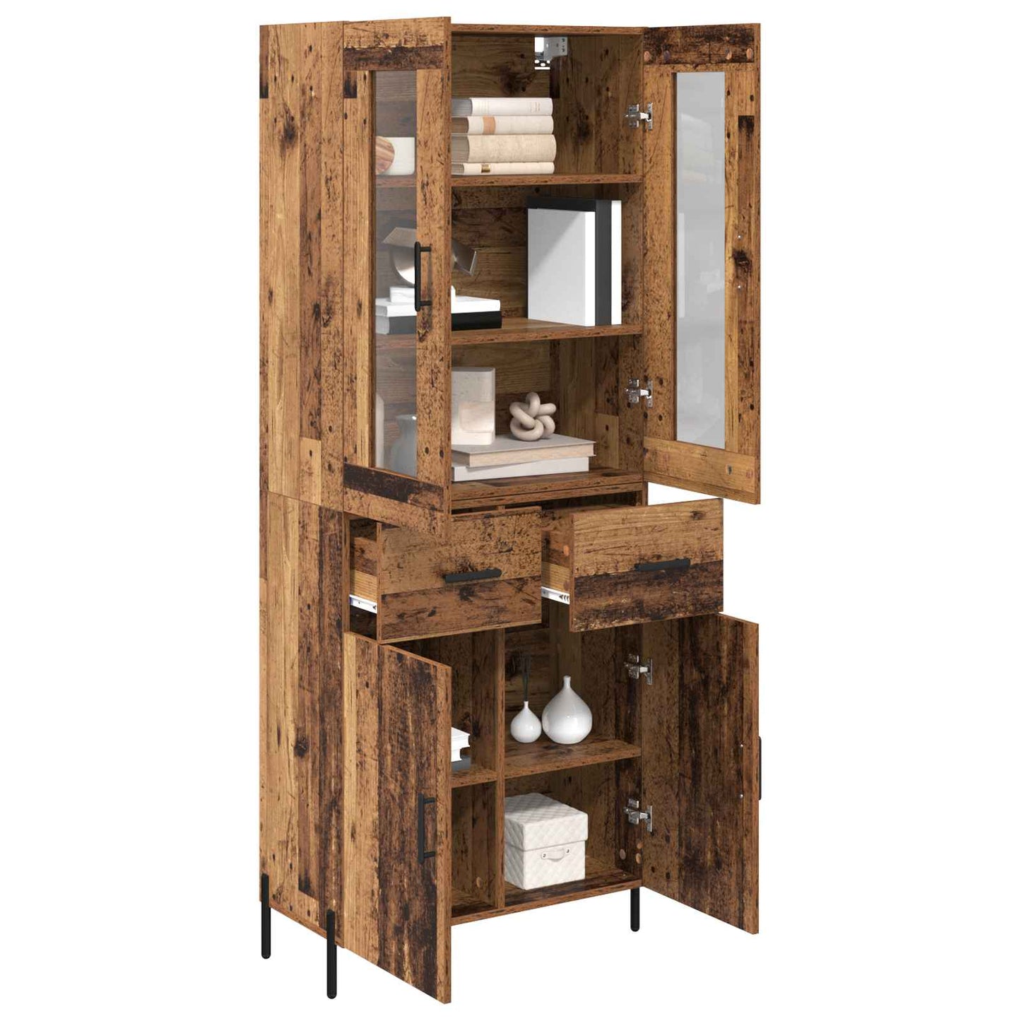 vidaXL Highboard Wandmontiert Altholz 69,5 x 34 x 180 cm Holzwerkstoff