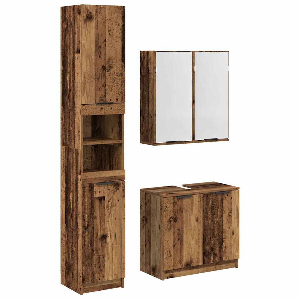 Badezimmerschrank-Set mit Regal 3 pcs Altholz Holzwerkstoff