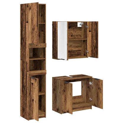 Badezimmerschrank-Set mit Regal 3 pcs Altholz Holzwerkstoff