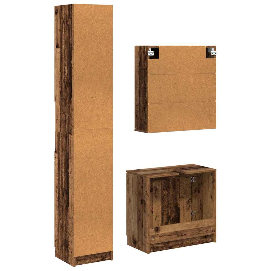 Badezimmerschrank-Set mit Regal 3 pcs Altholz Holzwerkstoff