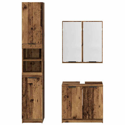 Badezimmerschrank-Set mit Regal 3 pcs Altholz Holzwerkstoff
