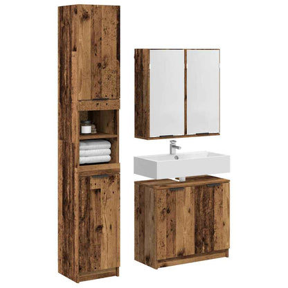 Badezimmerschrank-Set mit Regal 3 pcs Altholz Holzwerkstoff