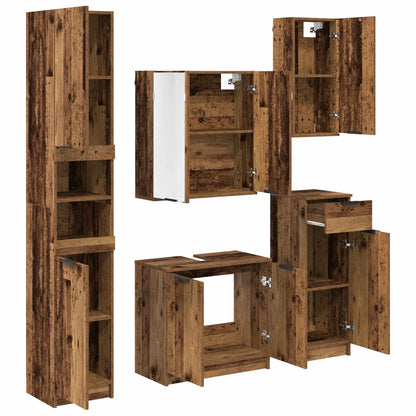 vidaXL Badezimmermöbel-Set mit Schubladen 5 pcs Altholz Holzwerkstoff