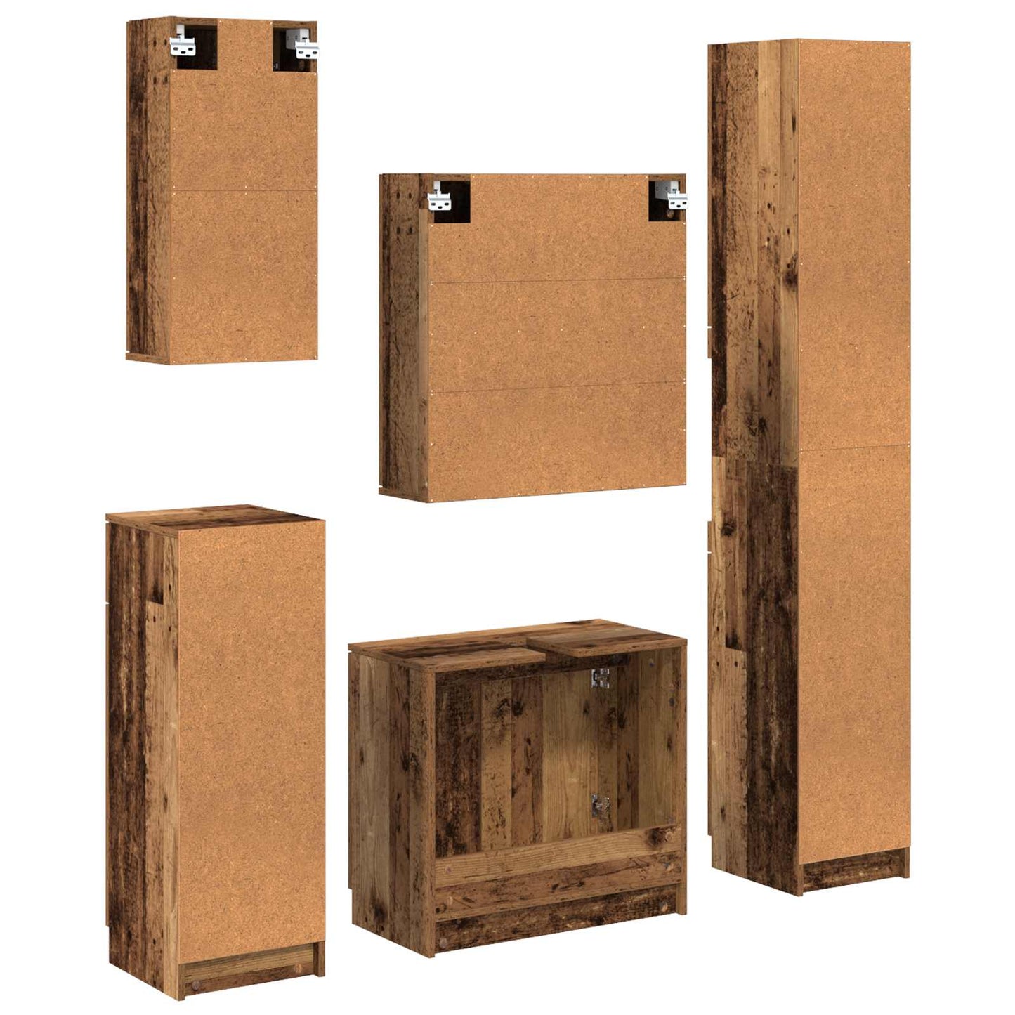 vidaXL Badezimmermöbel-Set mit Schubladen 5 pcs Altholz Holzwerkstoff