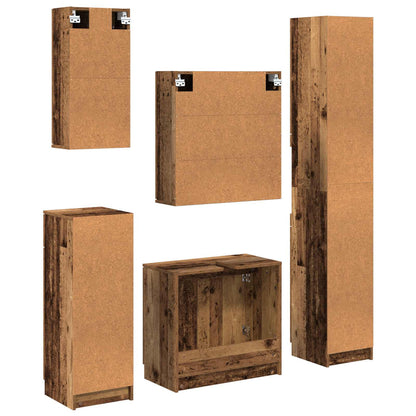 vidaXL Badezimmermöbel-Set mit Schubladen 5 pcs Altholz Holzwerkstoff