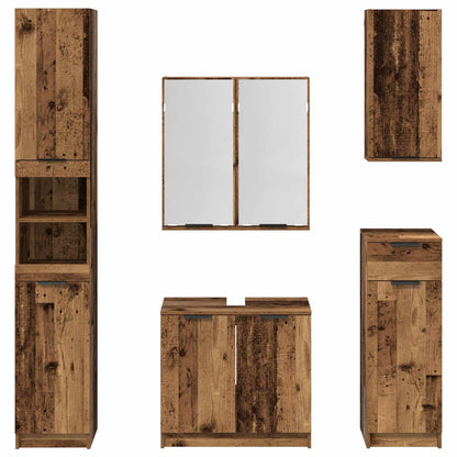 vidaXL Badezimmermöbel-Set mit Schubladen 5 pcs Altholz Holzwerkstoff