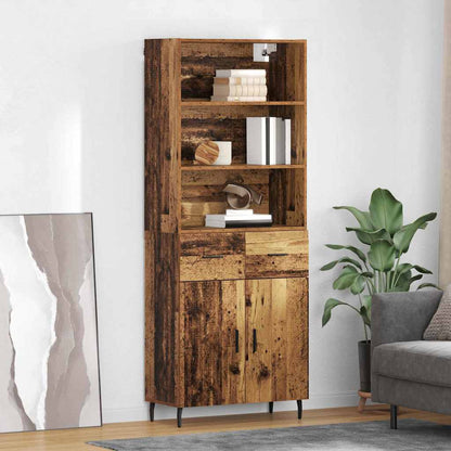 Highboard Altholz 69,5 x 34 x 180 cm Engineered Wood und Glas