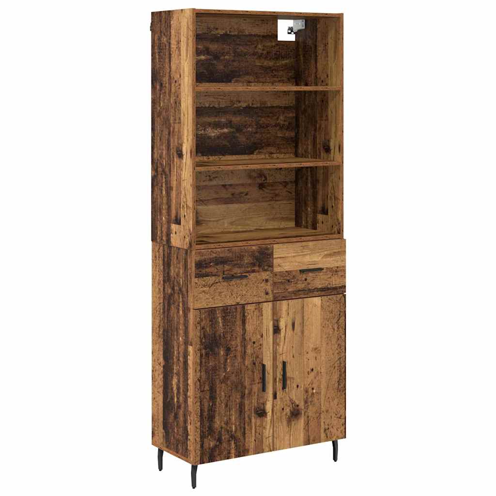 Highboard Altholz 69,5 x 34 x 180 cm Engineered Wood und Glas