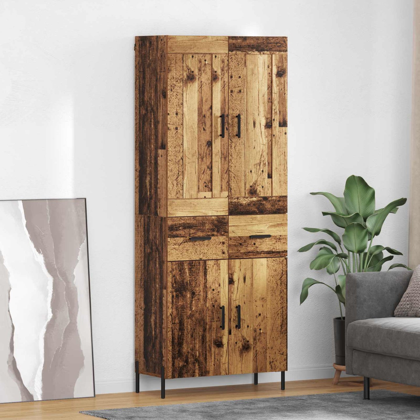 vidaXL Highboard 2 pcs Altholz Holzwerkstoff