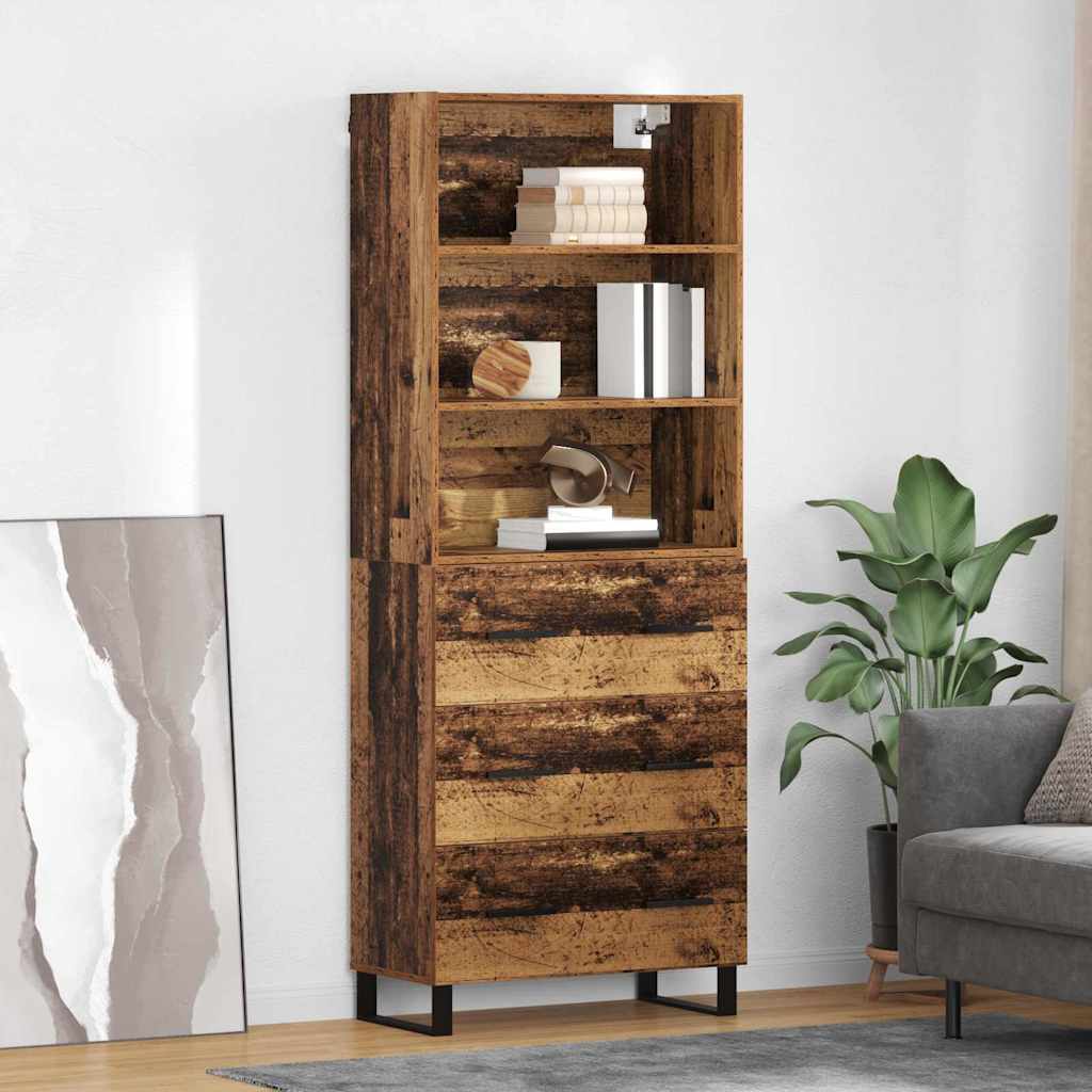 vidaXL Highboard Altholz 69,5 x 34 x 180 cm Holzwerkstoff