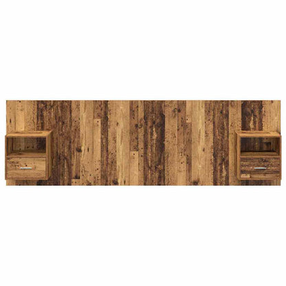 vidaXL Kopfteil mit Schrank mit Schubladen 3 pcs Altholz Holzwerkstoff